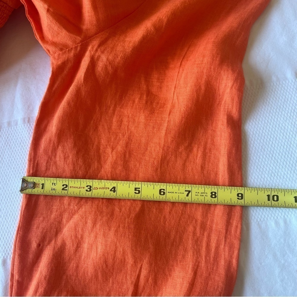 J.Crew Palermo Linen Smocked-Waist Dress Size Medium Fire Lily Color - Picture 9 of 15